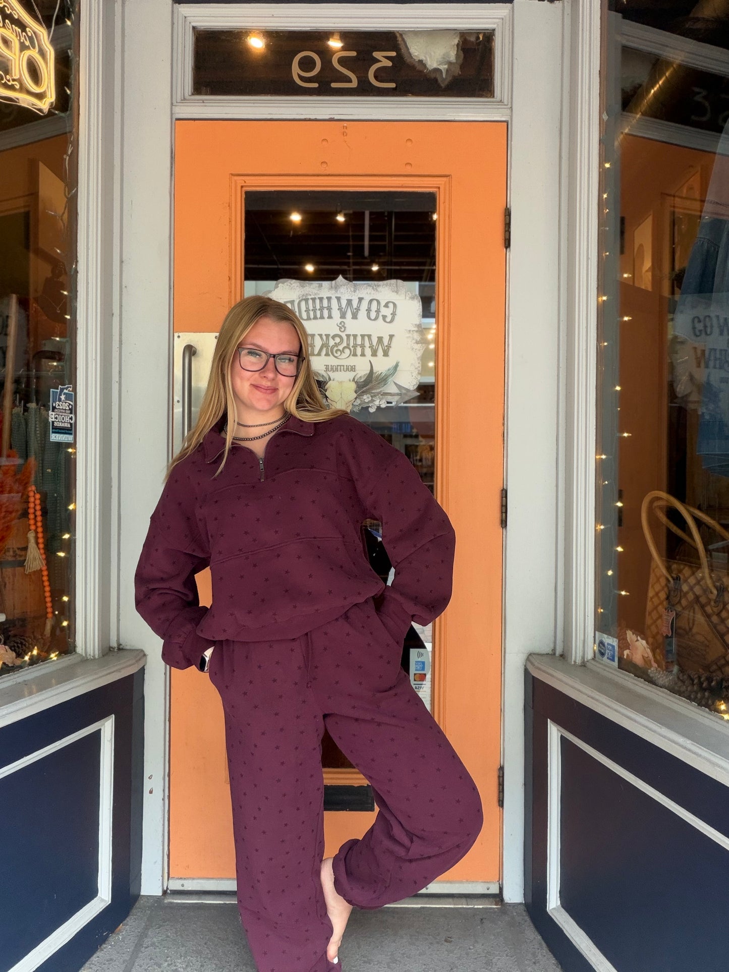 Lone Star Lounge – Maroon Star Jogger Sweatpants