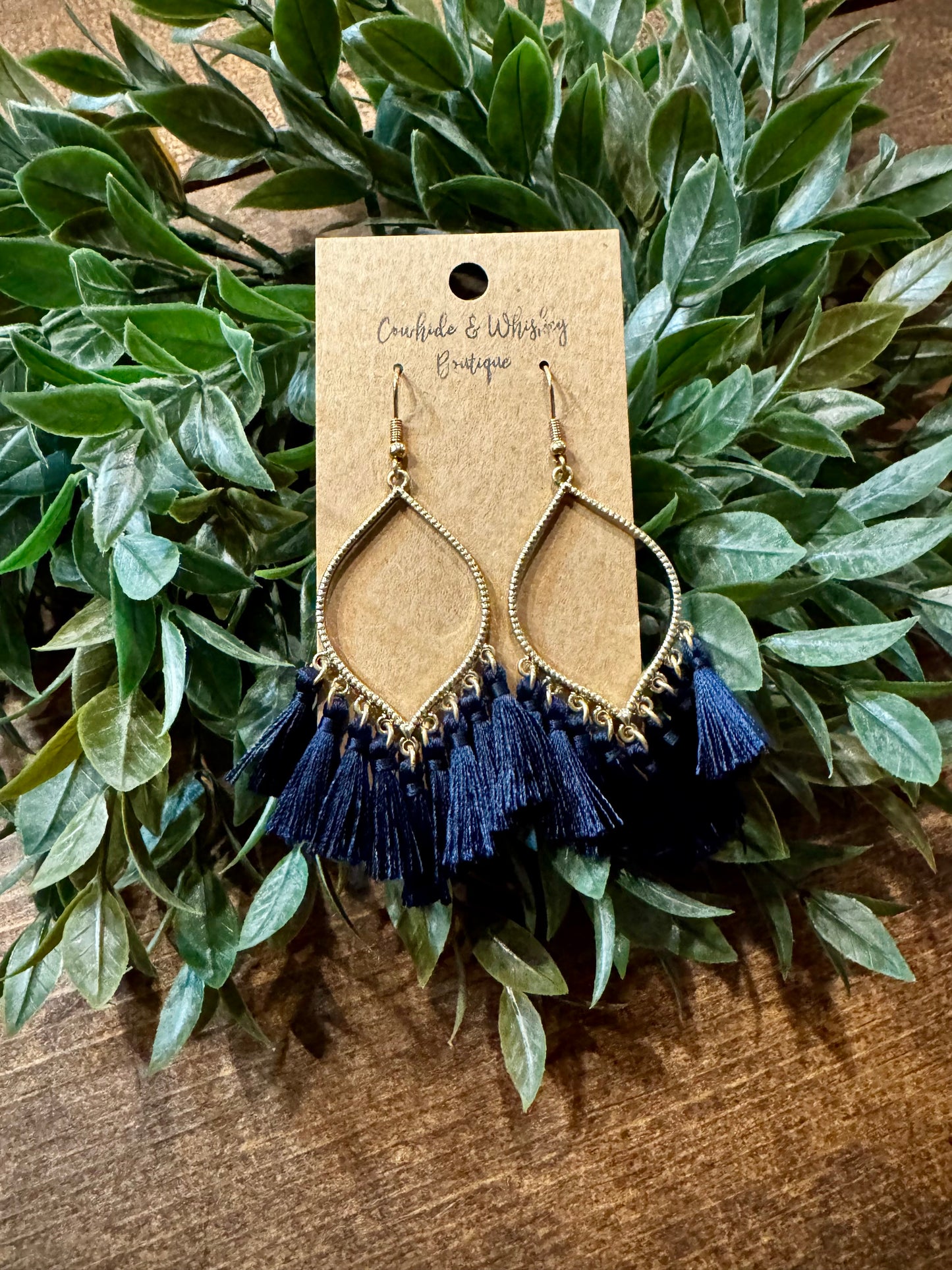 Navy Blue Tassel - Earring