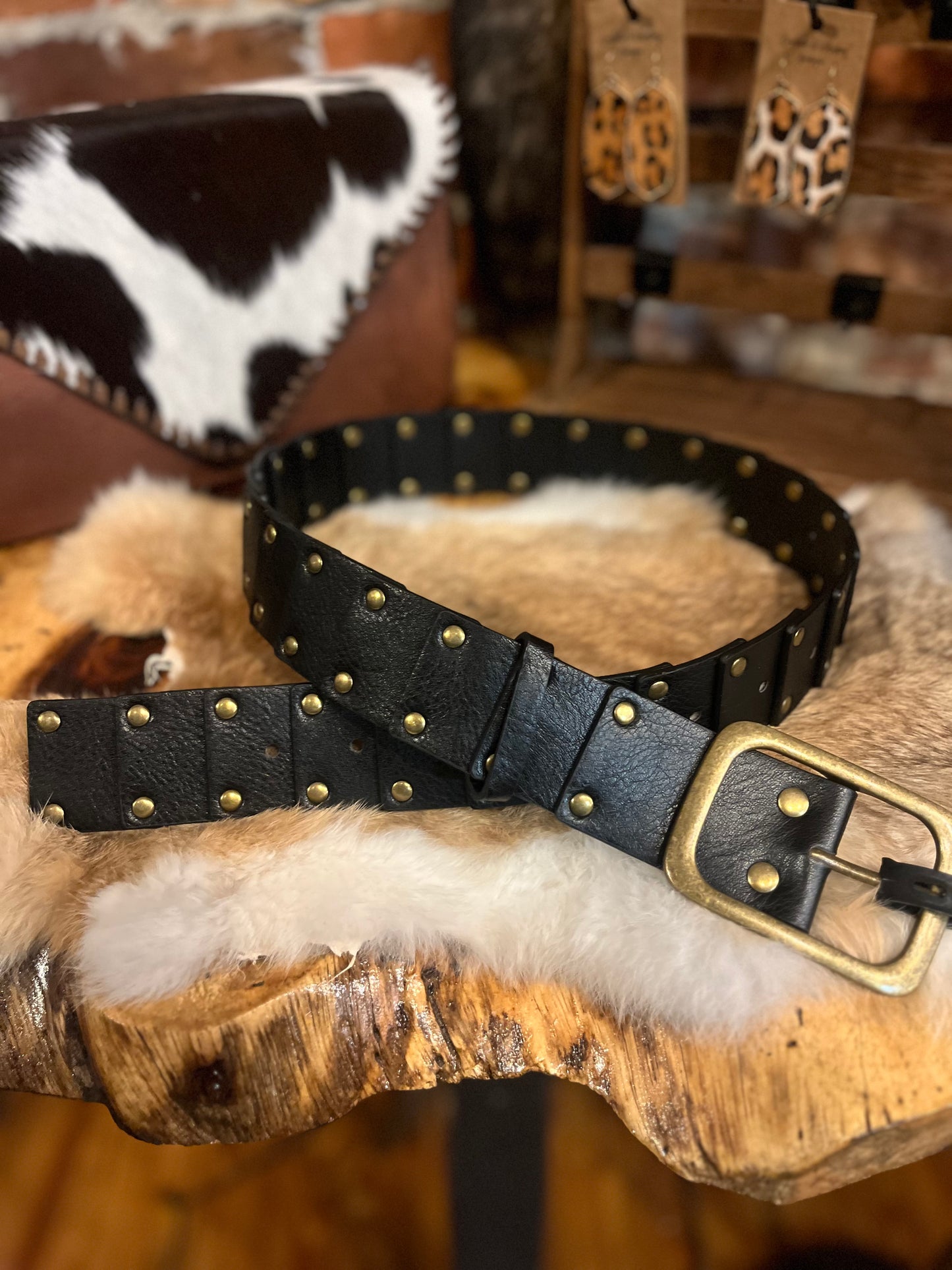 Black Studded Statement Belt