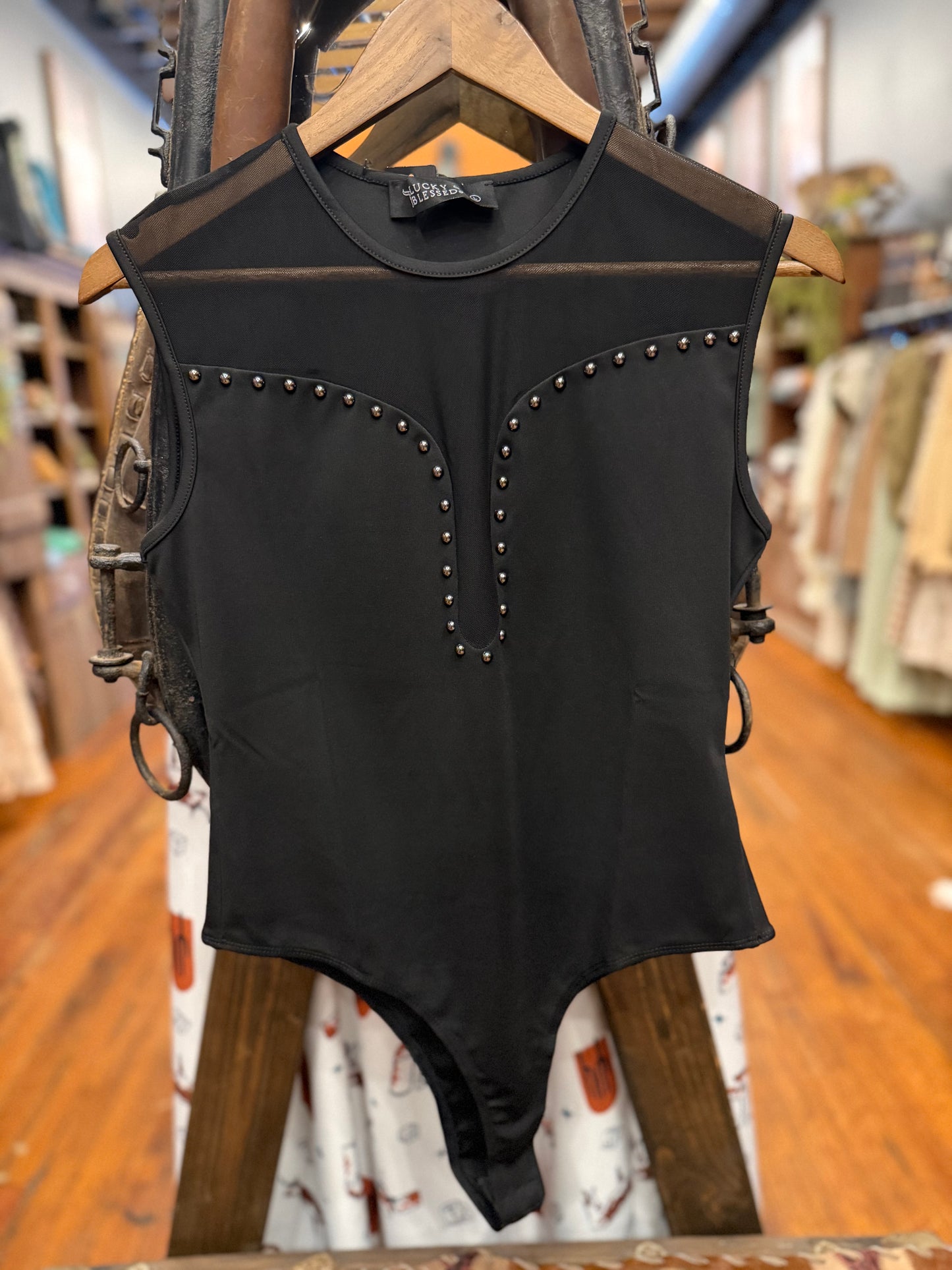 Studded Temptation β Black Bodysuit