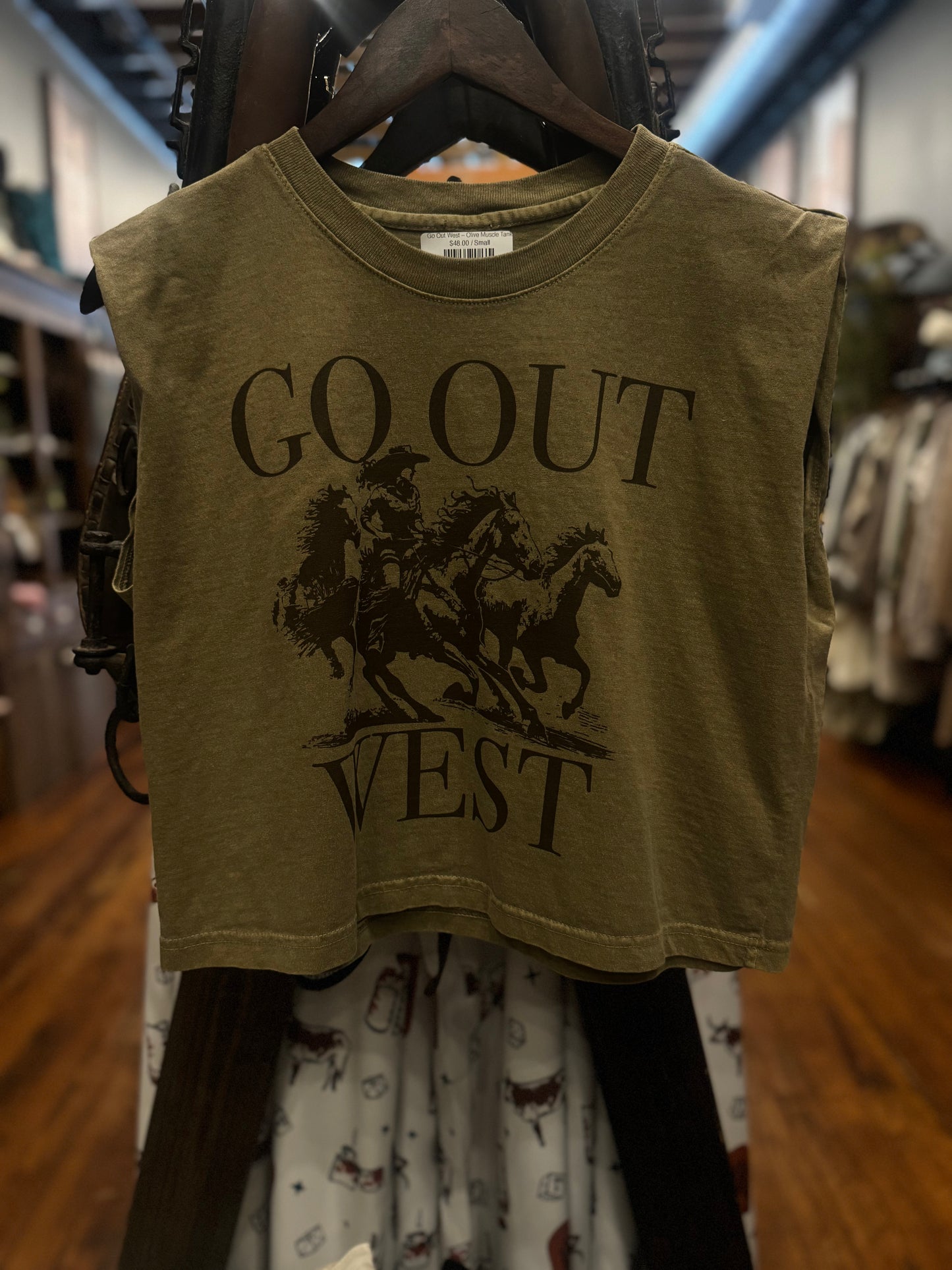 Go Out West – Olive Muscle Tank