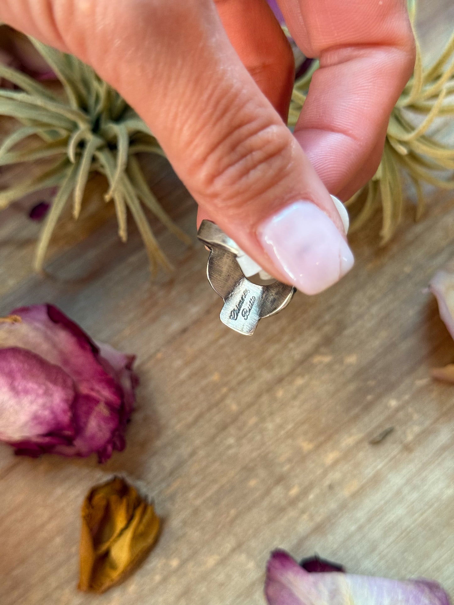 Red Coral Sterling Silver Ring – Size 10 – Native Made by Chimney Butte