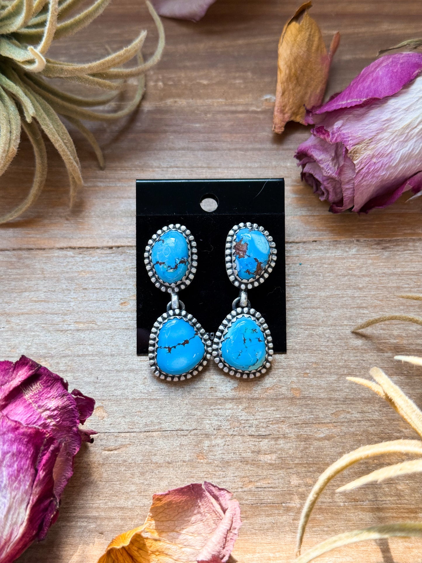 Sterling Silver Golden Hill Turquoise Dangle Earrings