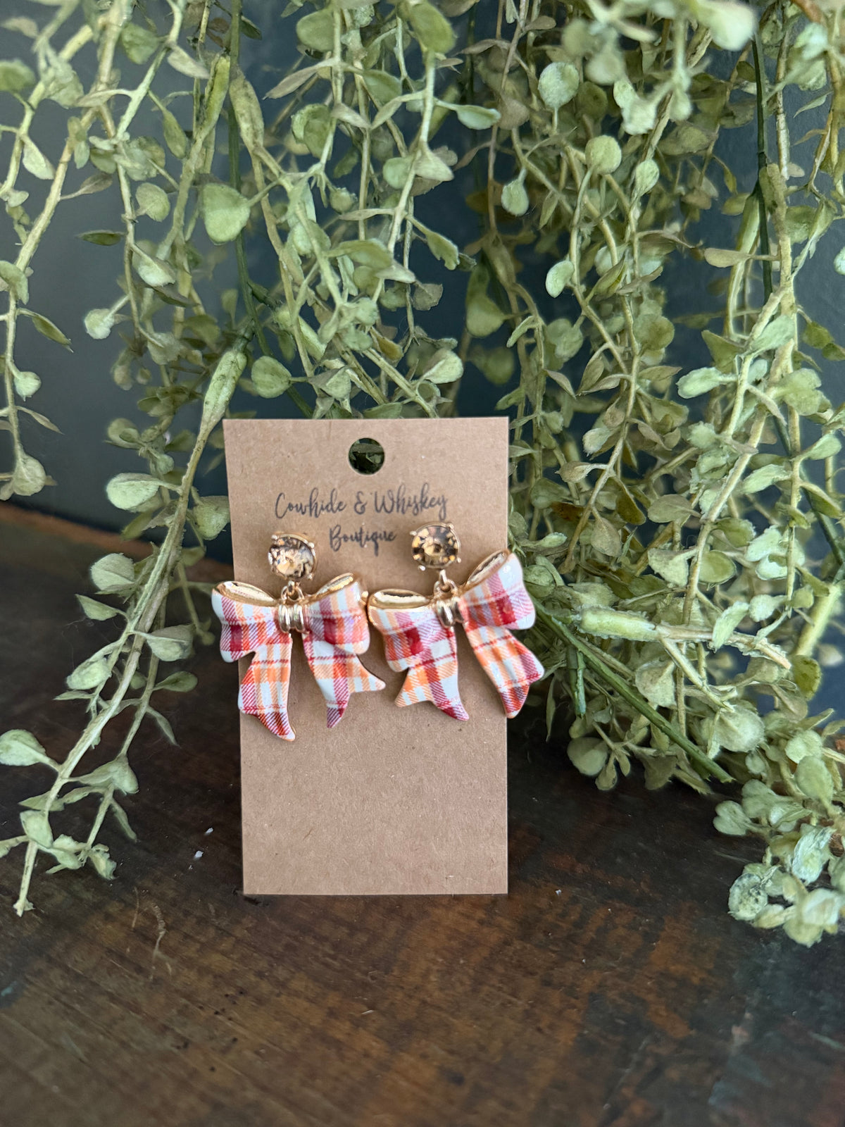 Fall Plaid Bow - Earrings