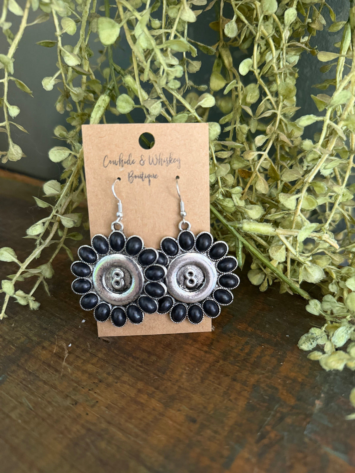 Black Out 8Ball - Earrings