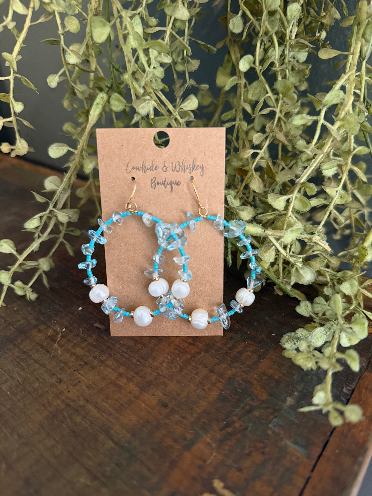 Ocean Glass Pearl Hoops - Earrings