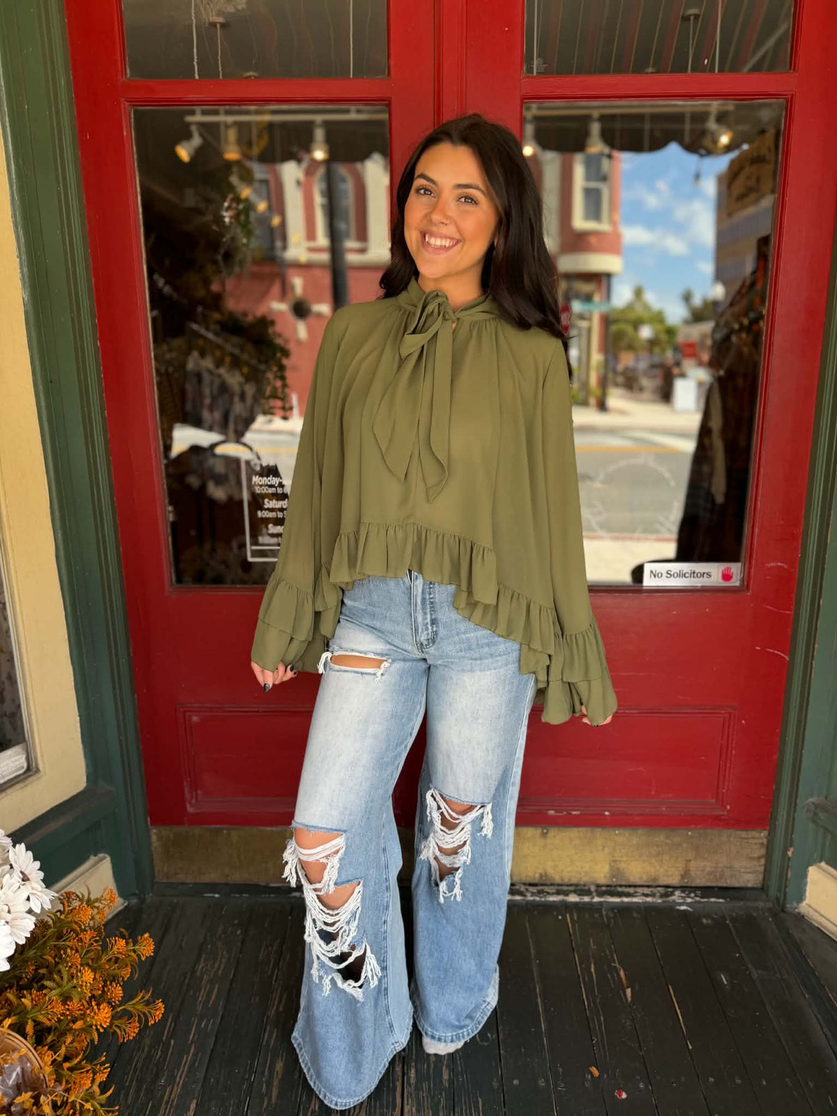 Tied in Romance – Olive Blouse