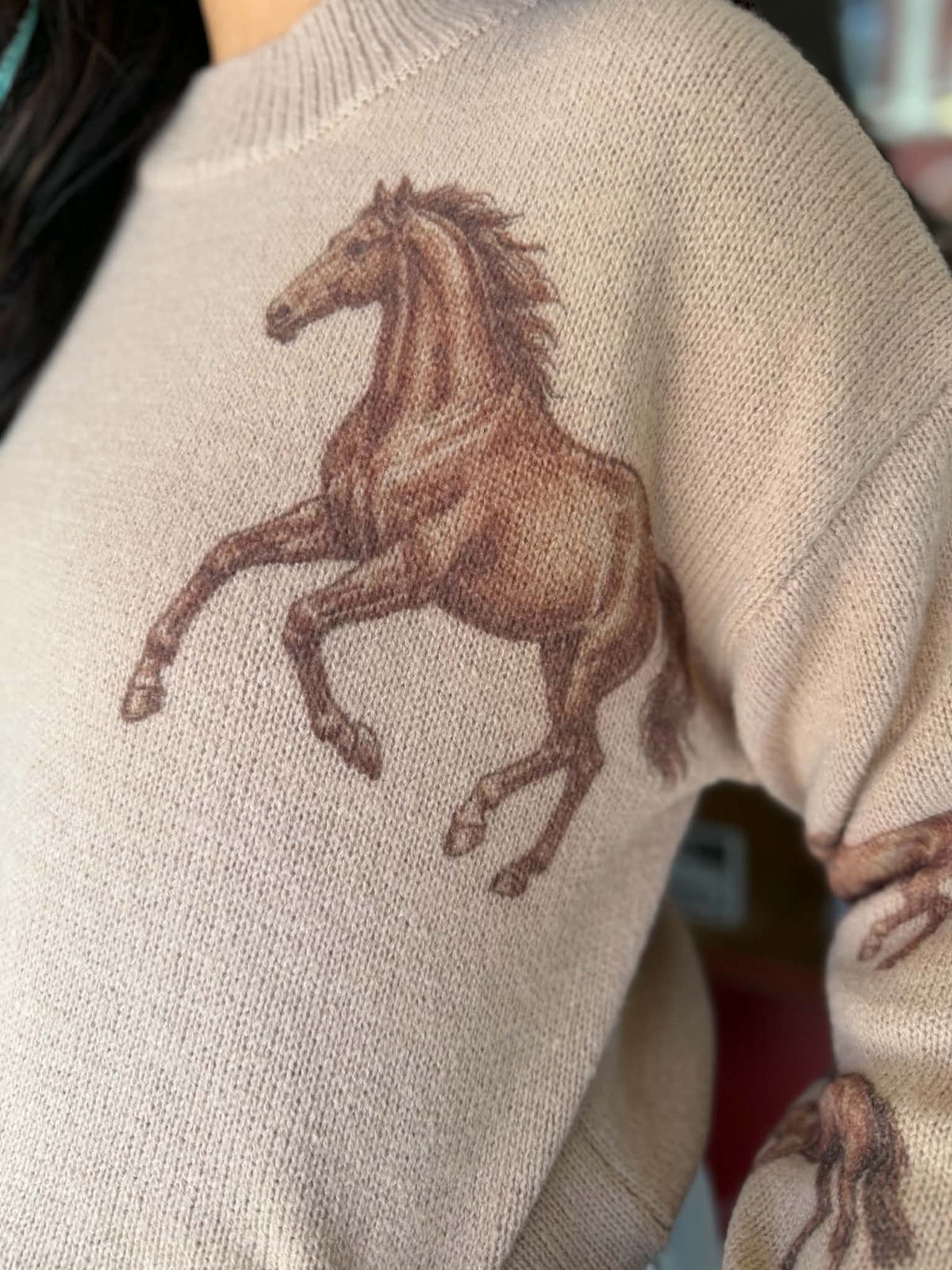 Dusty Mare – Tan Horse Sweater