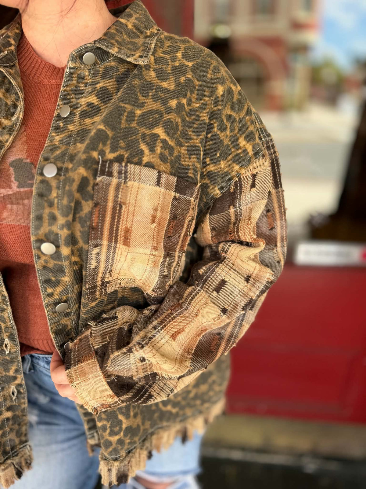 Worn Wild – Leopard & Plaid Distressed Shacket