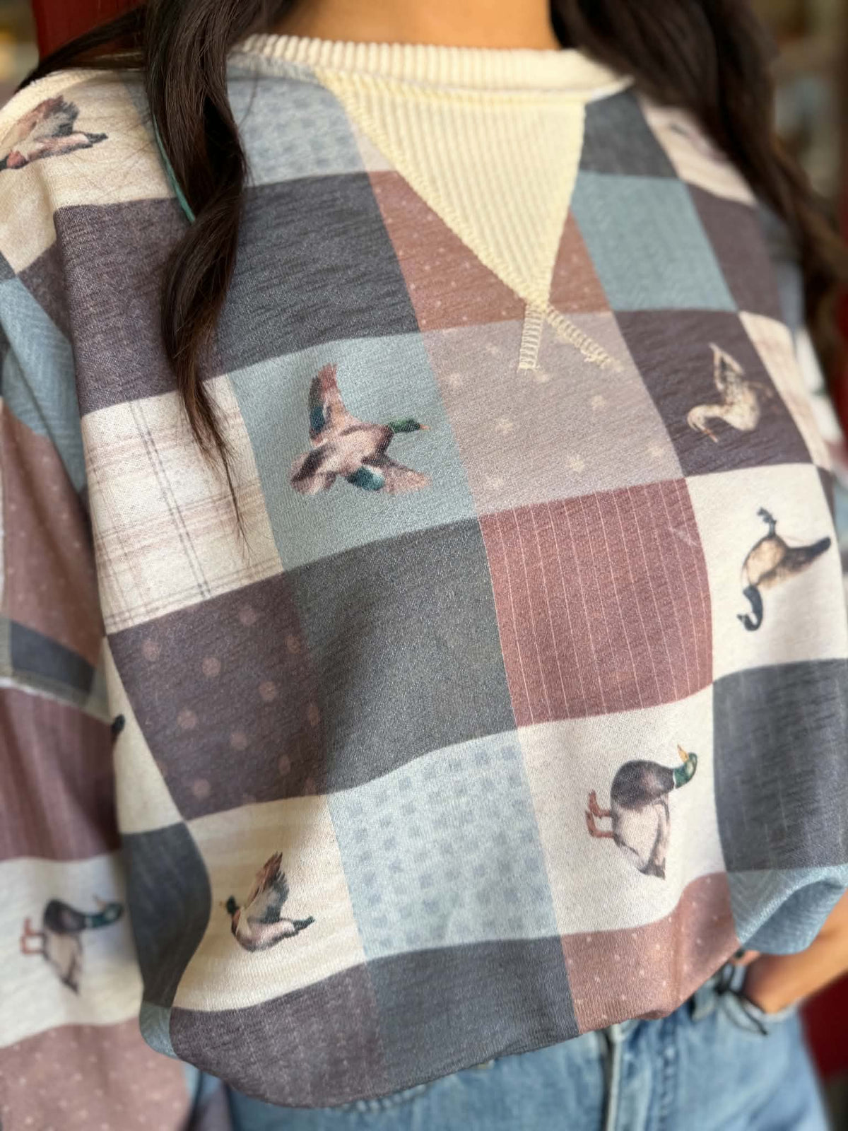 Mallard Patchwork – Cream Sweatshirt