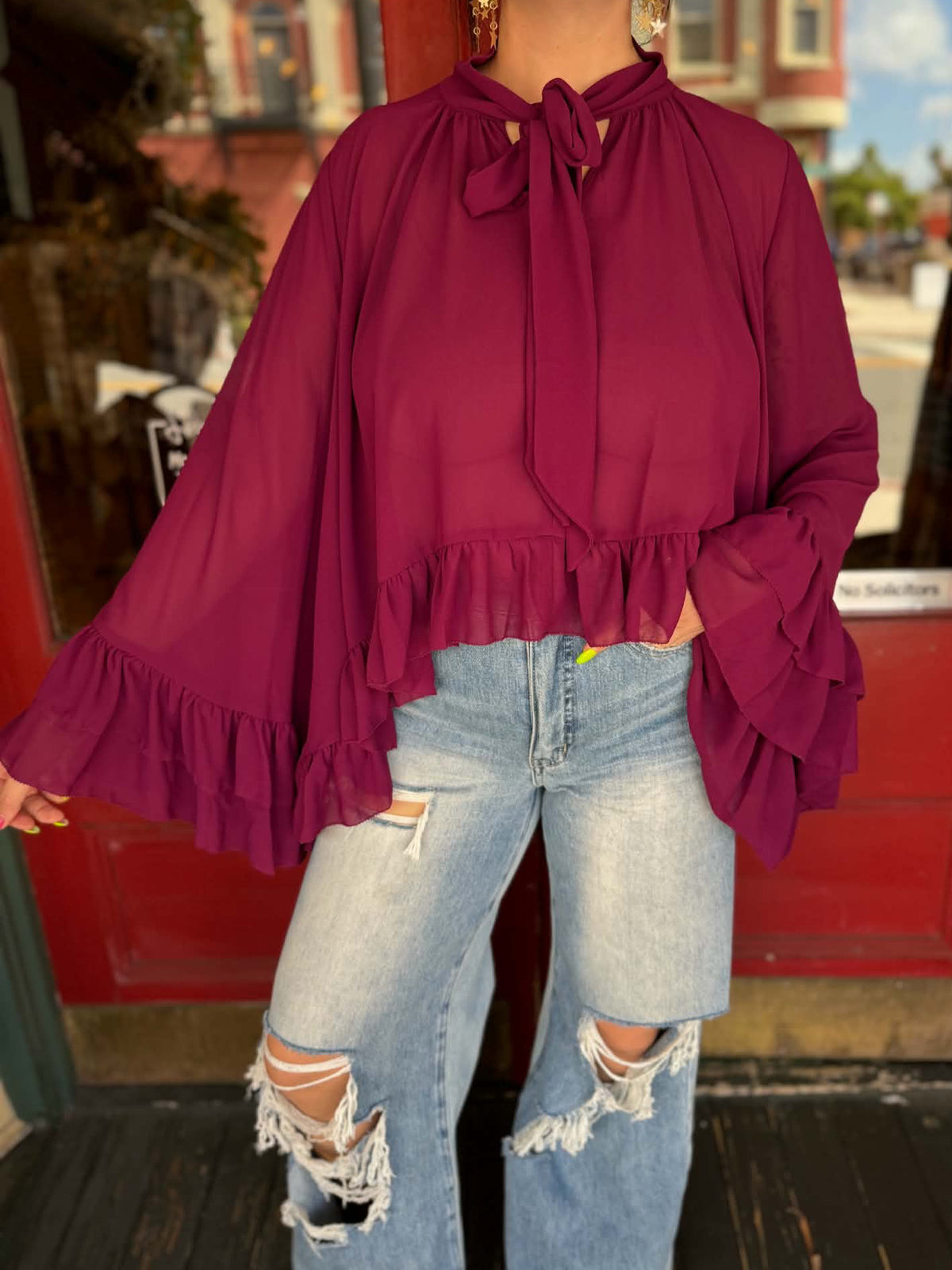 Tied in Romance – Dark Plum Blouse