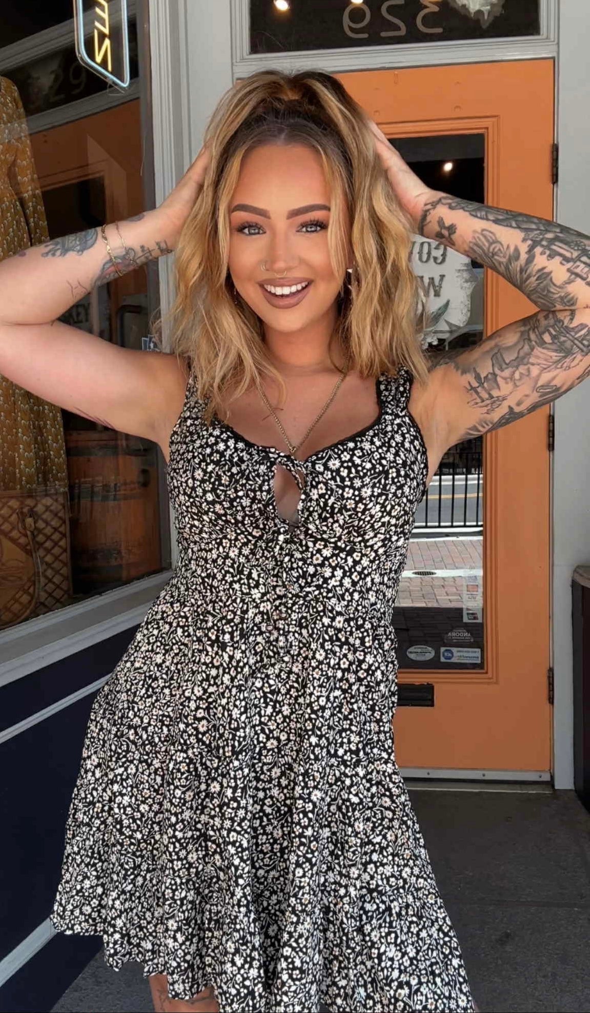 Wildflower Saddle - Black Mini Dress