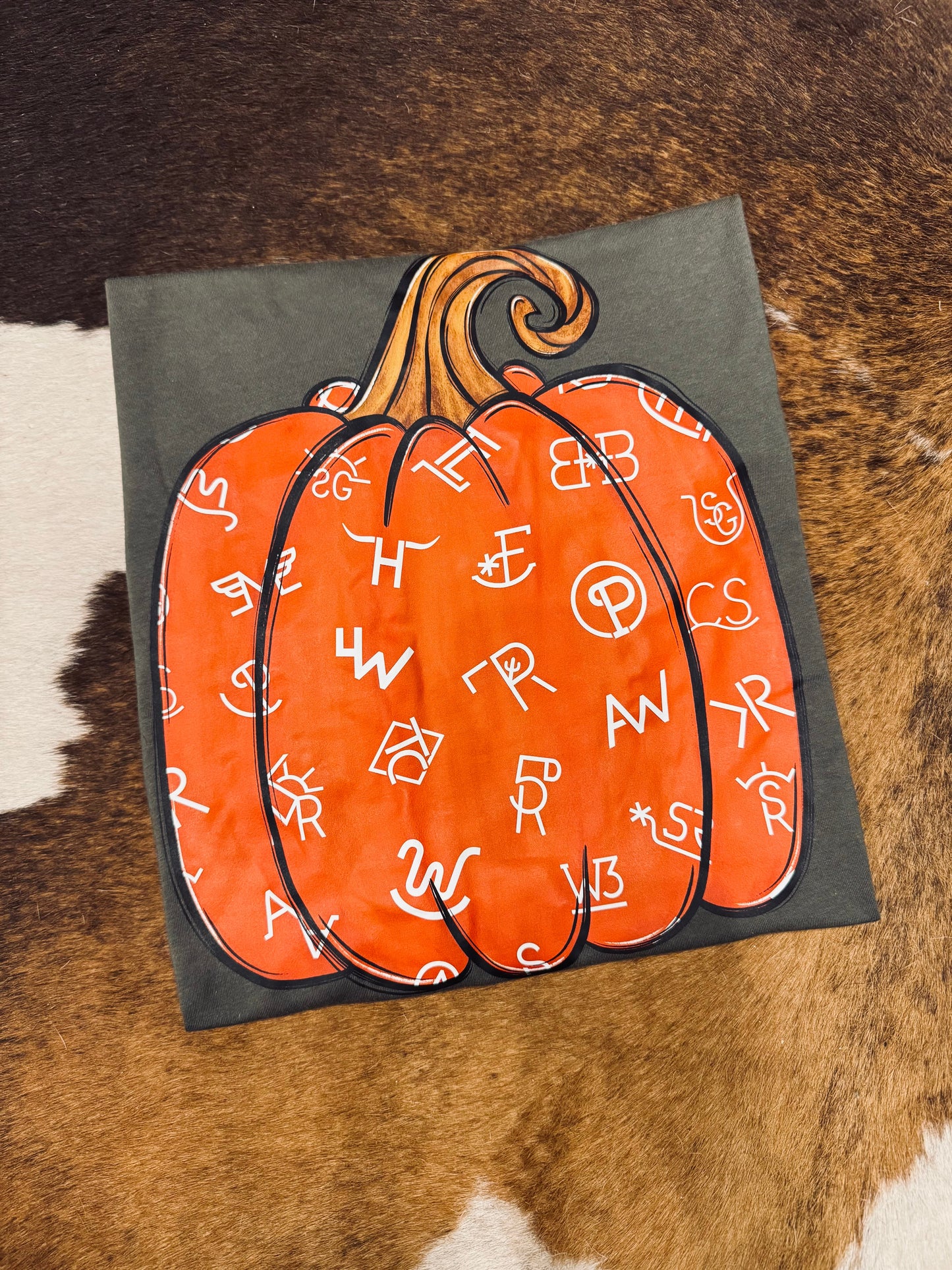 Branded Pumpkin - Ash Olive Graphic Tee