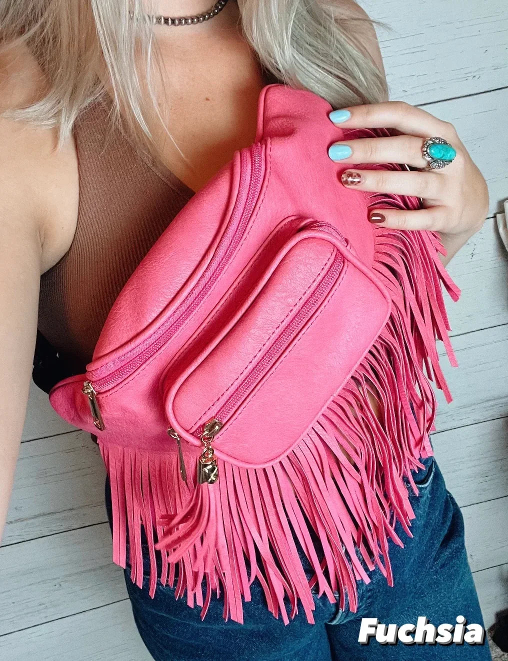 The POW WOW - Fuchsia - Fringe Bum Bag