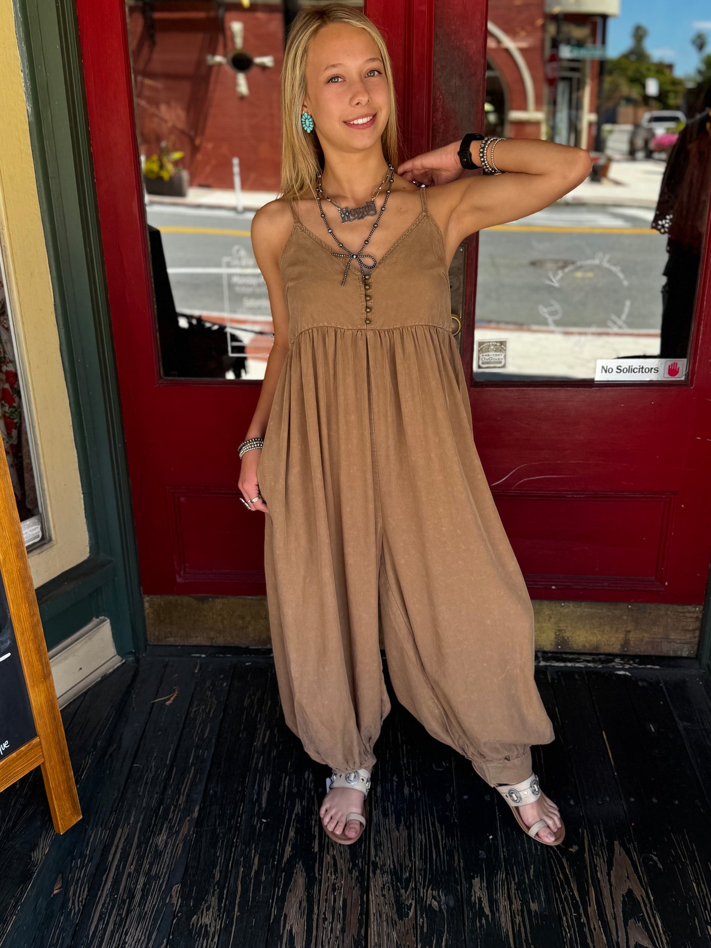 Mushroom Meadow – Brown Jumpsuit
