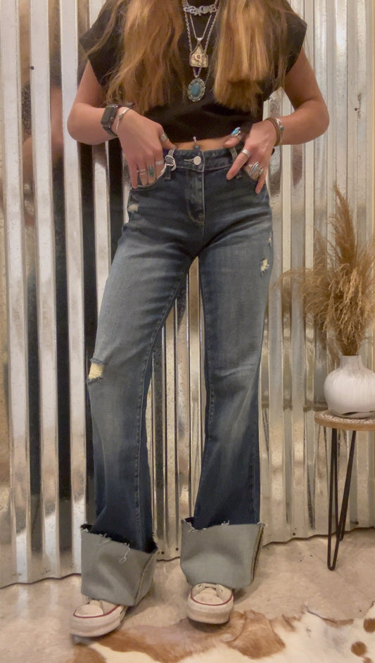 The Paige's - Bucket Cuff Mid Rise Denim