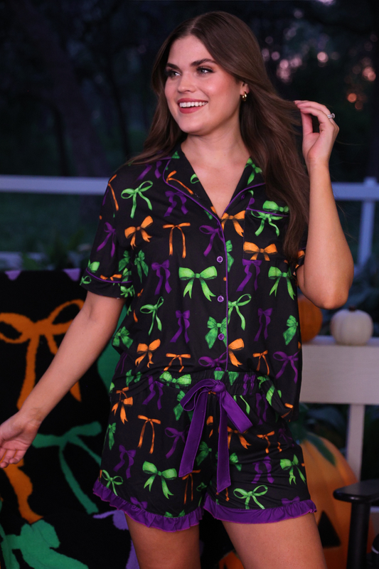 Spooky Bows- Black PJ Set