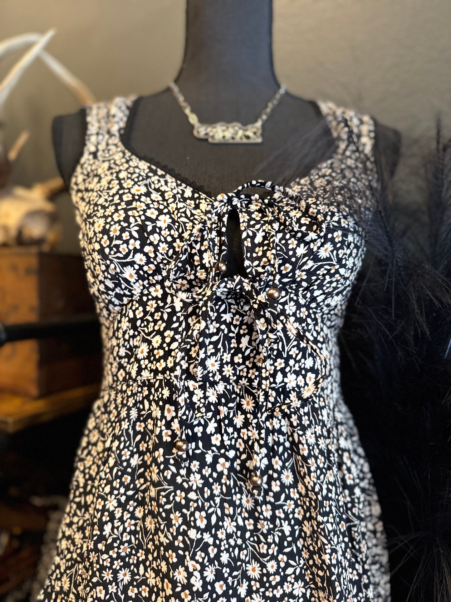 Wildflower Saddle - Black Mini Dress