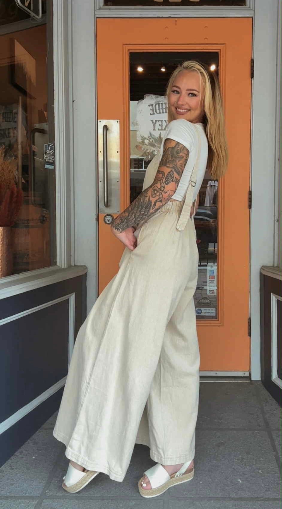 Sandstone Charm - Tan Bow Jumpsuit