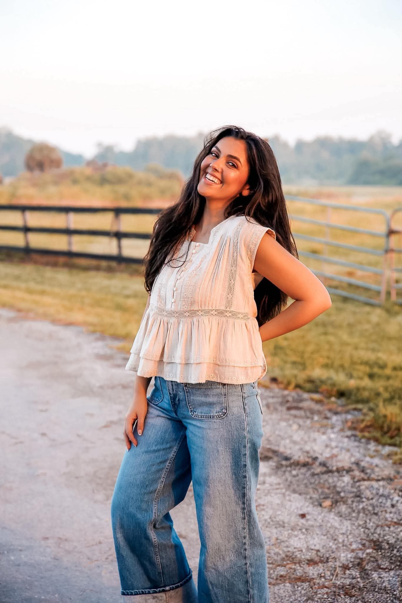 Autumn Whisper – Ivory Embroidered Top