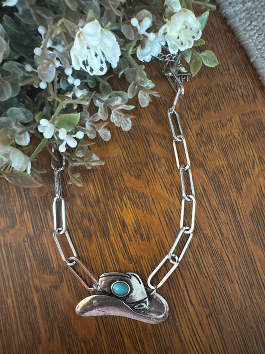 Stone Cowboy Hat - Necklace