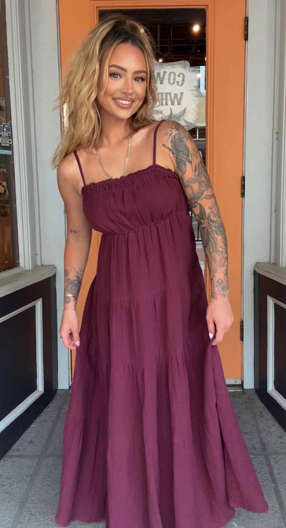 Sundown Merlot - Plum Maxi Dress