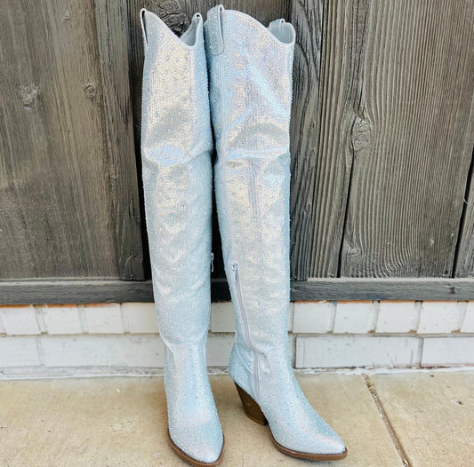 Head over Heels - Rhinestone Knee High Boot