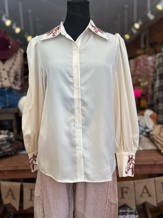 The Western Heiress – Ivory Blouse Top