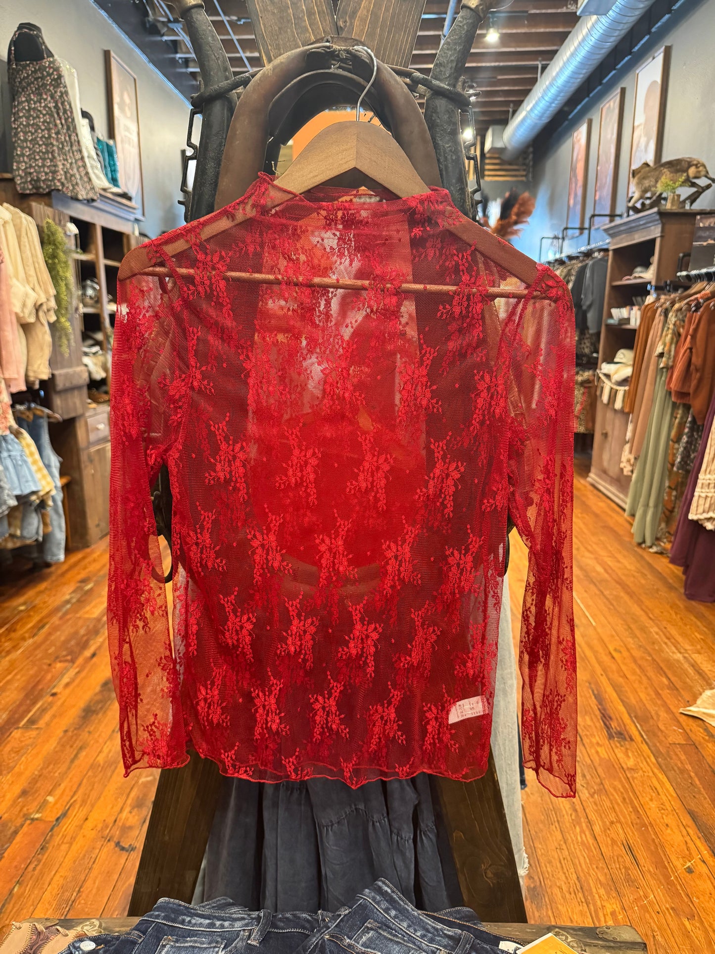 Flying Floral Mesh - Red Top