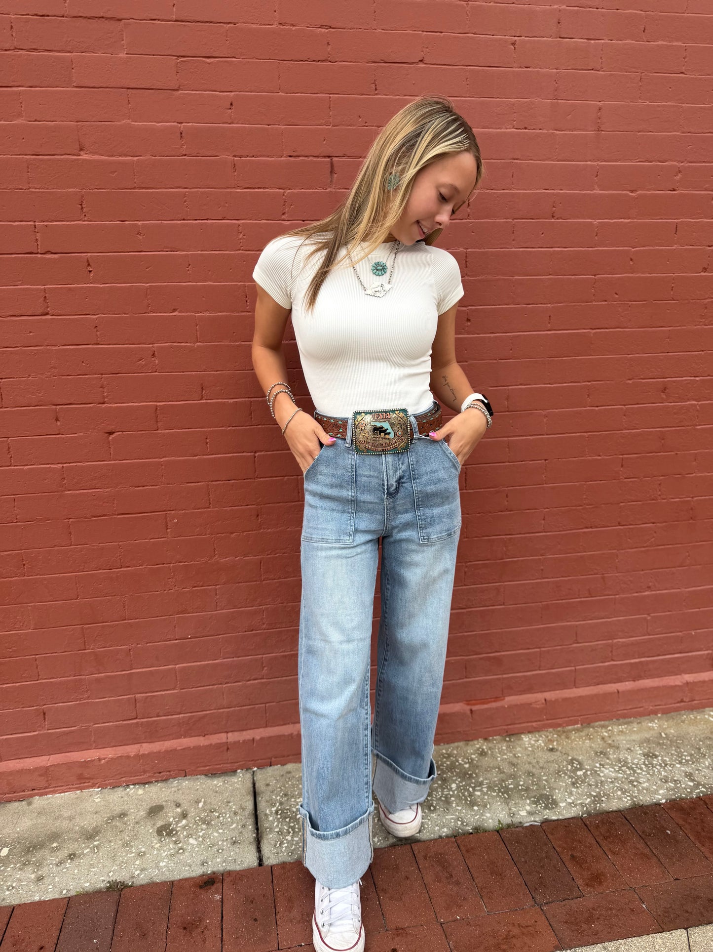 Makayla’s Cuff – Wide Leg Denim Jeans