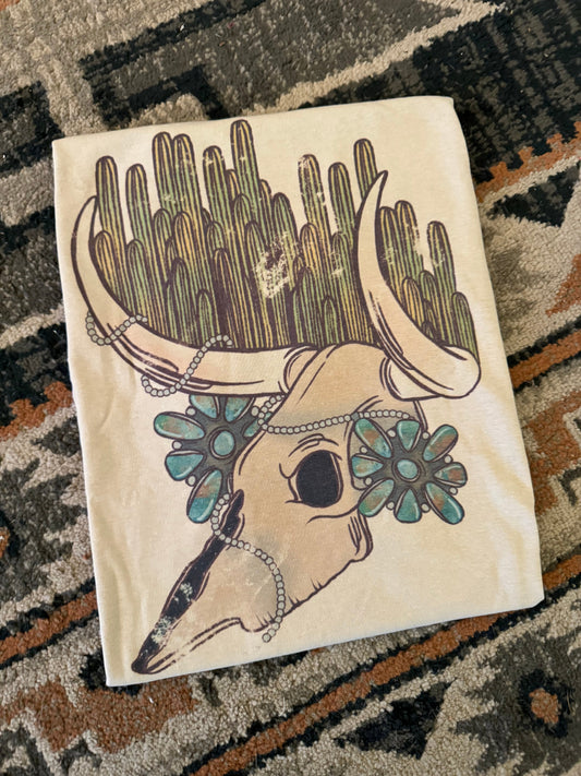 Longhorn Skull - Sand Graphic Tee