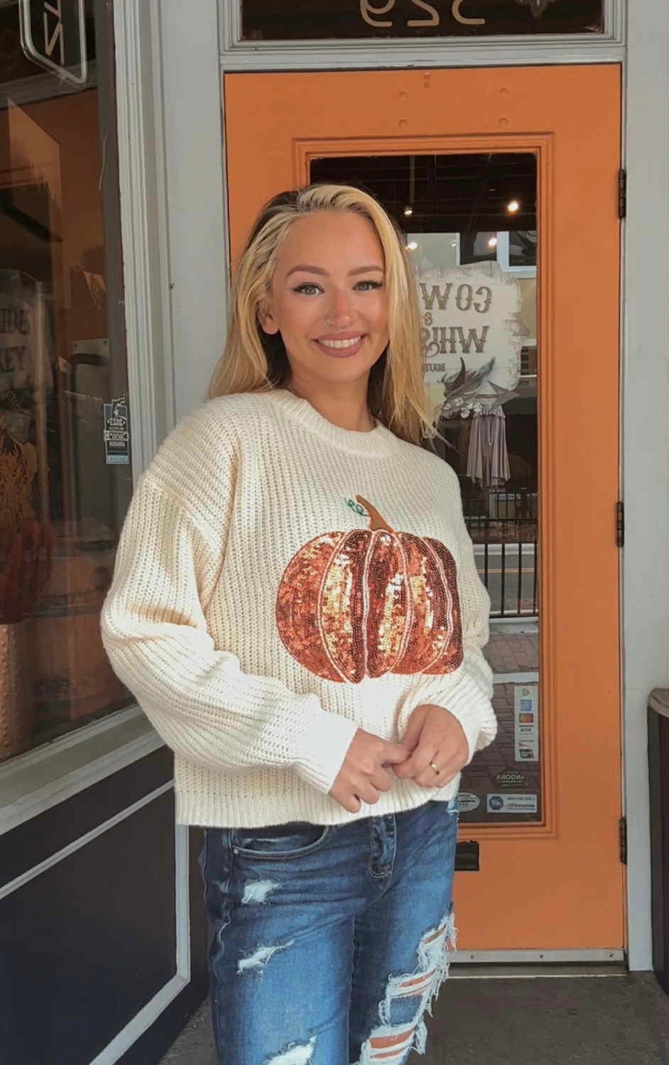 Pumpkin Shine - Ivory Sweater