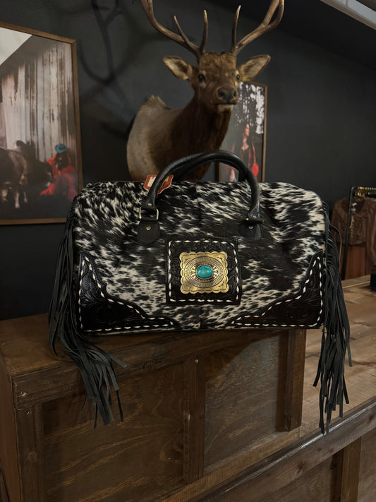 Black Cowhide Concho - Duffle Bag