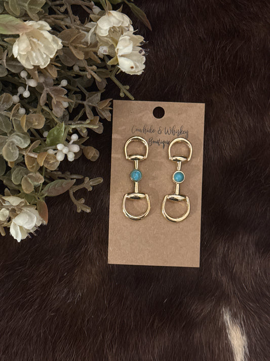 Stone Bridge Bit - Gold Earrings