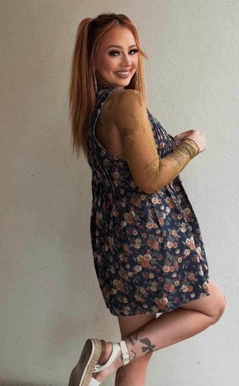 Cactus Lane Floral - Deep Denim Romper