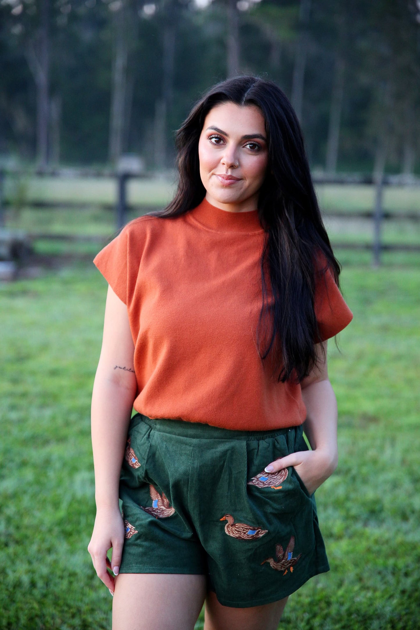 Mallard at Dusk – Hunter Green Corduroy Shorts