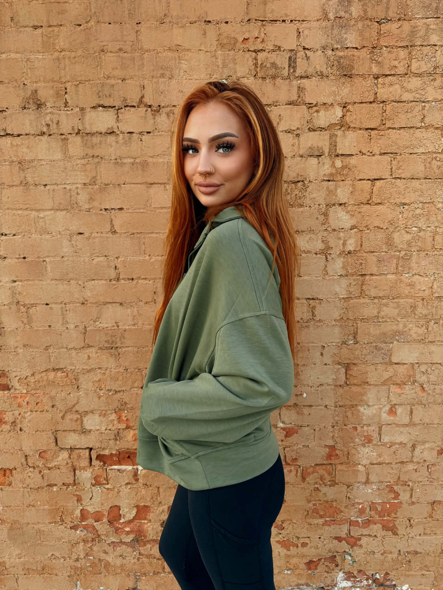 Scuba Half Zip Pullover - Olive *Door Buster*