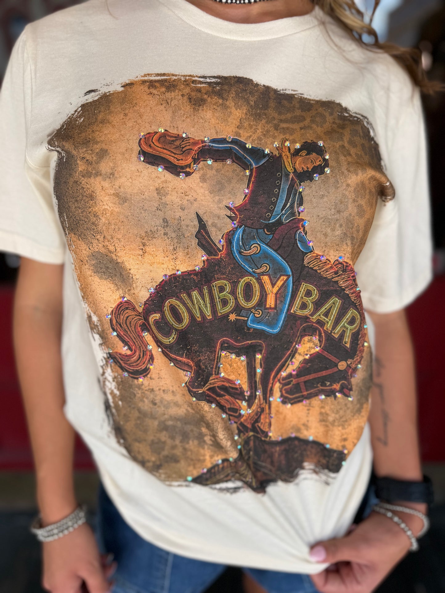 Cowboy Bar – Bedazzled Graphic Tee