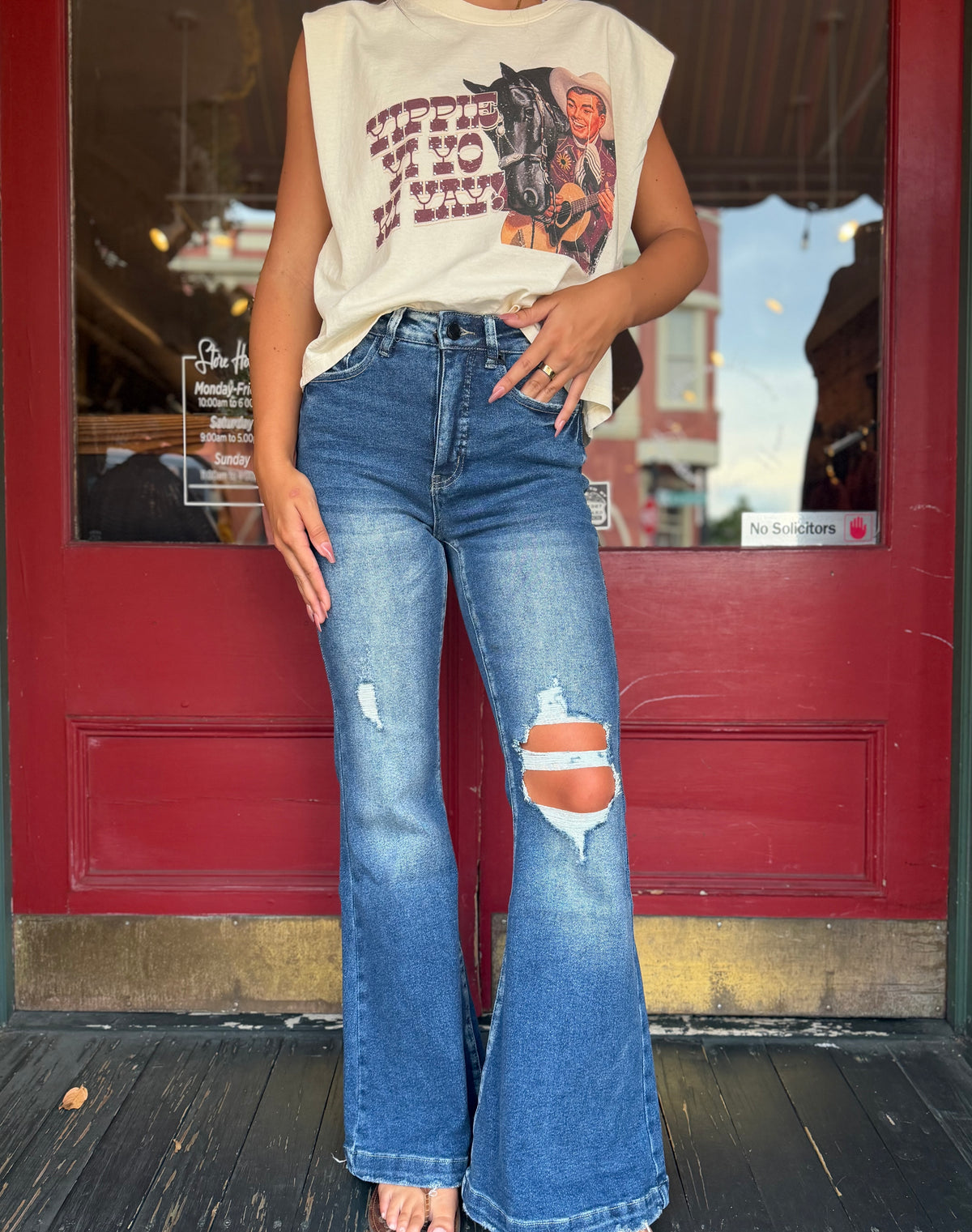 Trouble in Denim – Dark Wash Flare Jeans