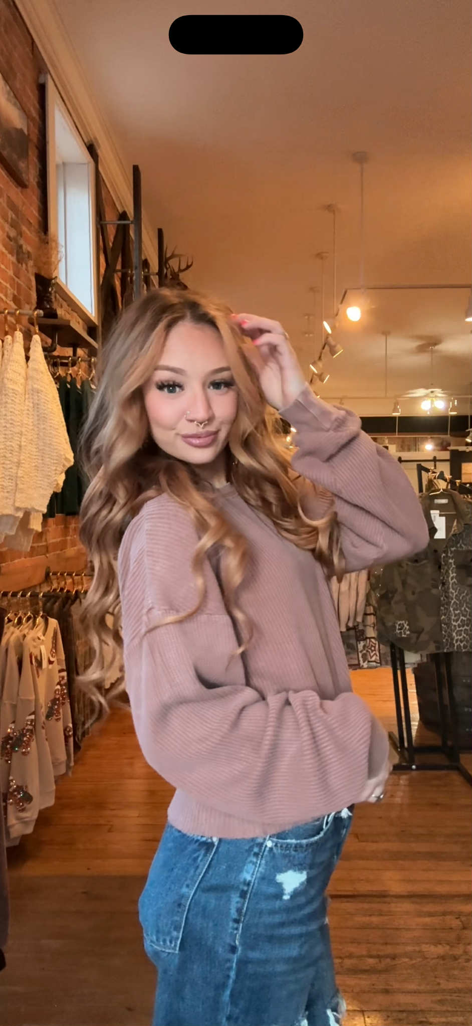 Ashwood Ridge - Chestnut Waffle Crop Top