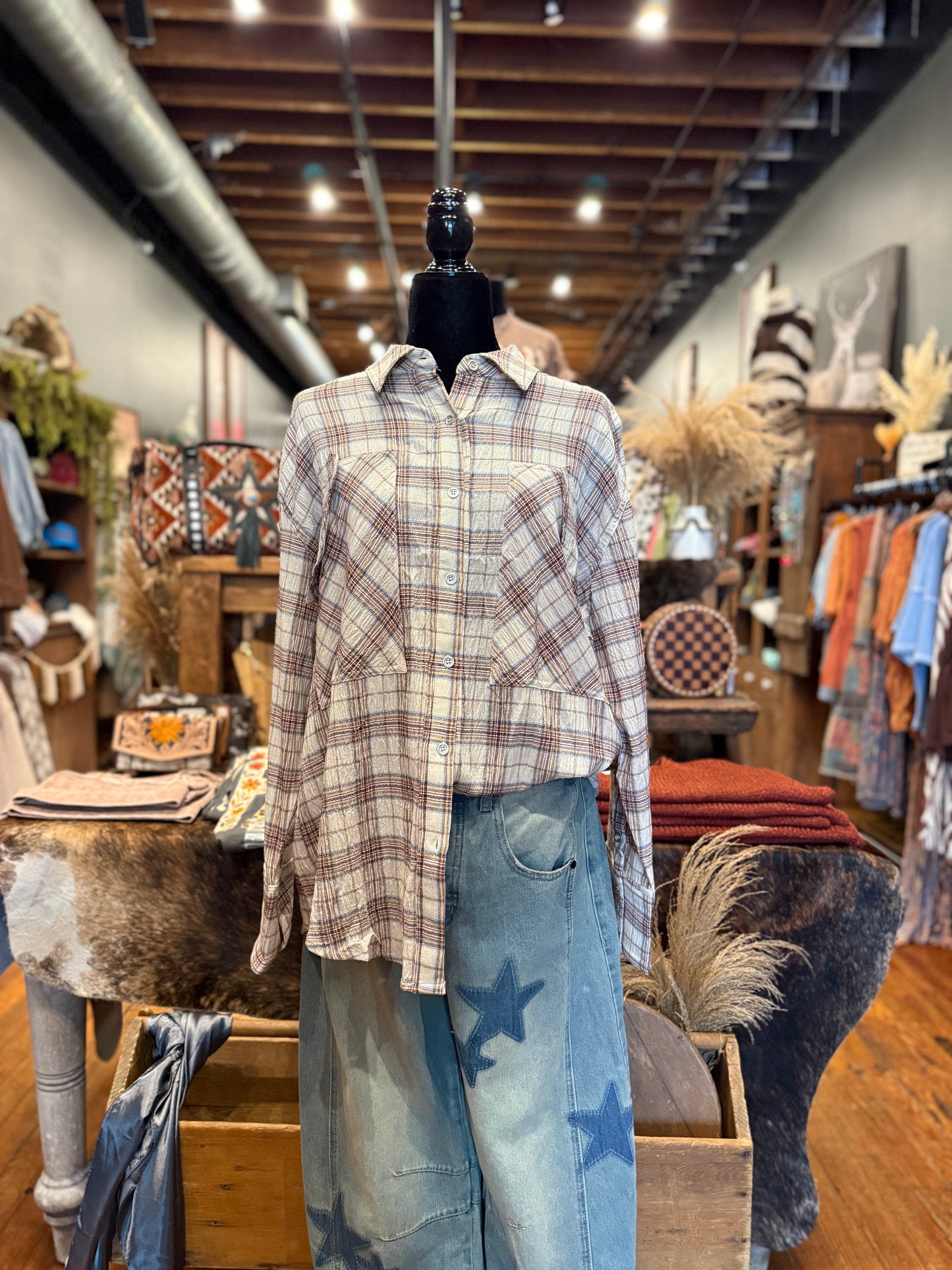Autumn Roads – Ivory Plaid Button Down