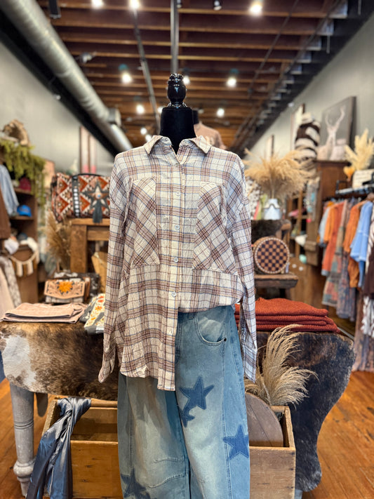 Autumn Roads – Ivory Plaid Button Down