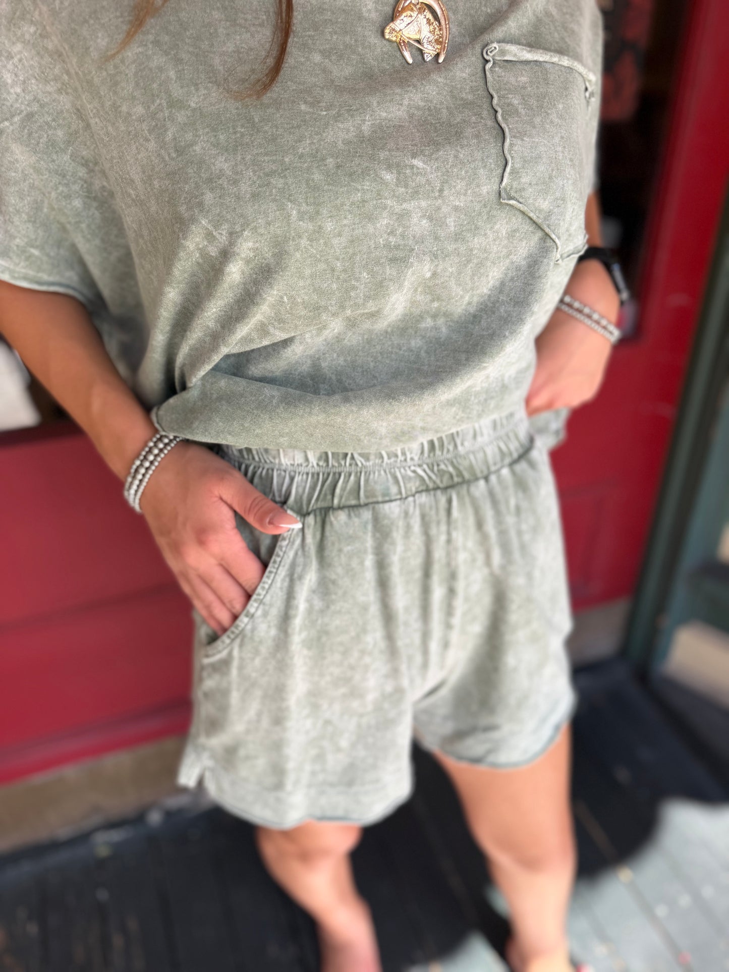 Comfy Season – Olive Acid Wash Set