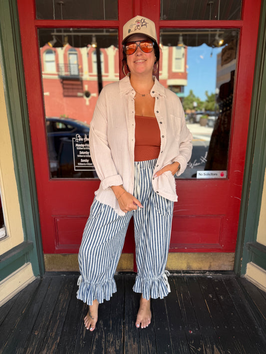 Free Flow – Beige Double Gauze Button Up