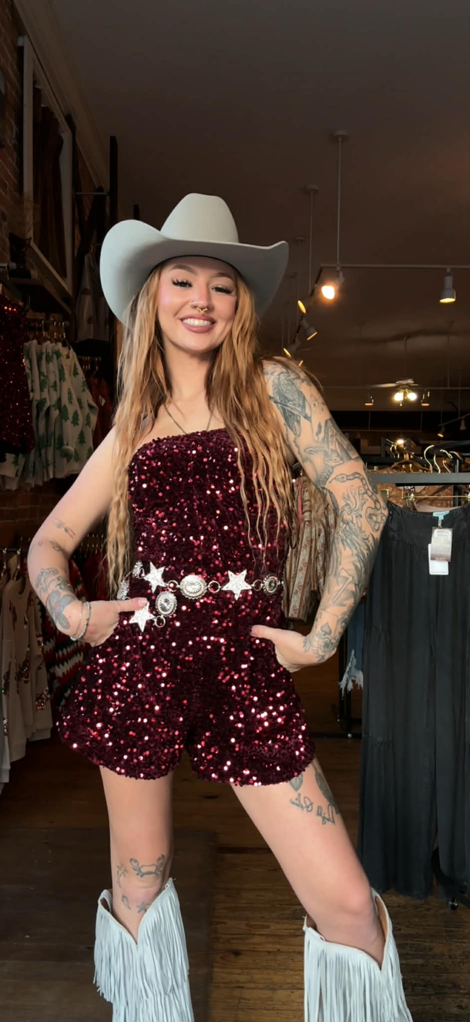Velvet Wine – Sequin Romper