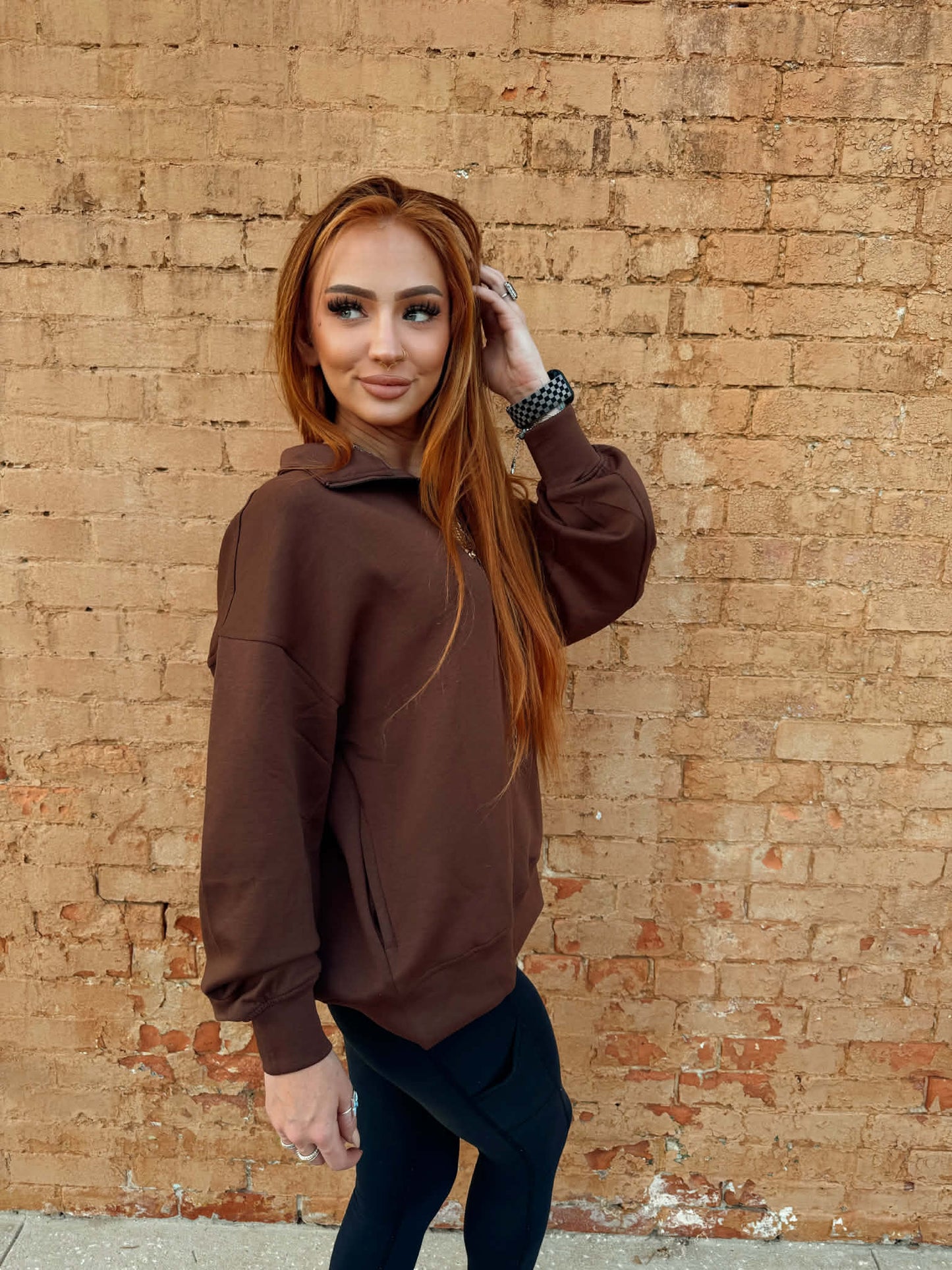 Scuba Half Zip Pullover - Brown *Door Buster*