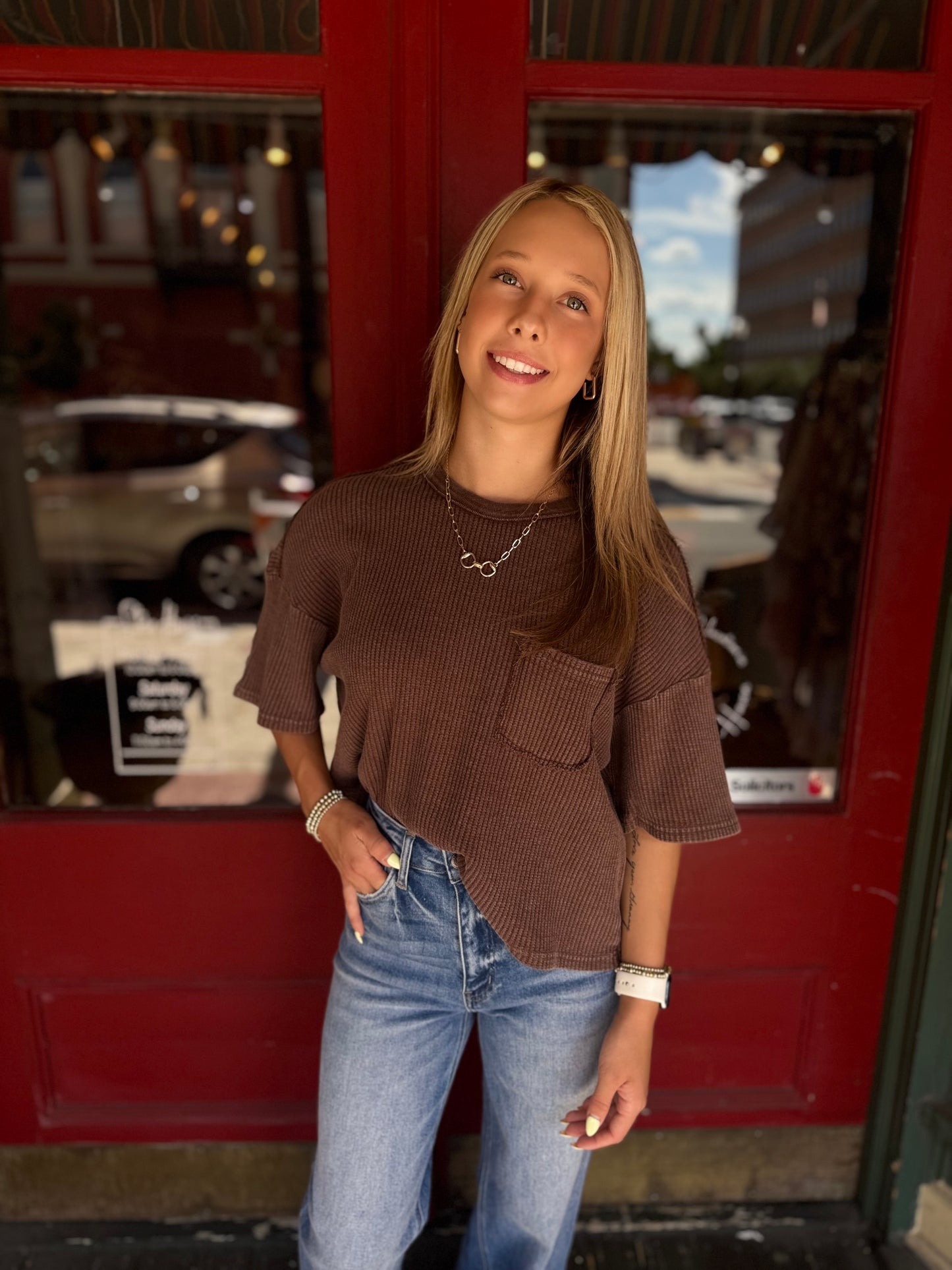 The Daily Knit – Brown Pocket Tee