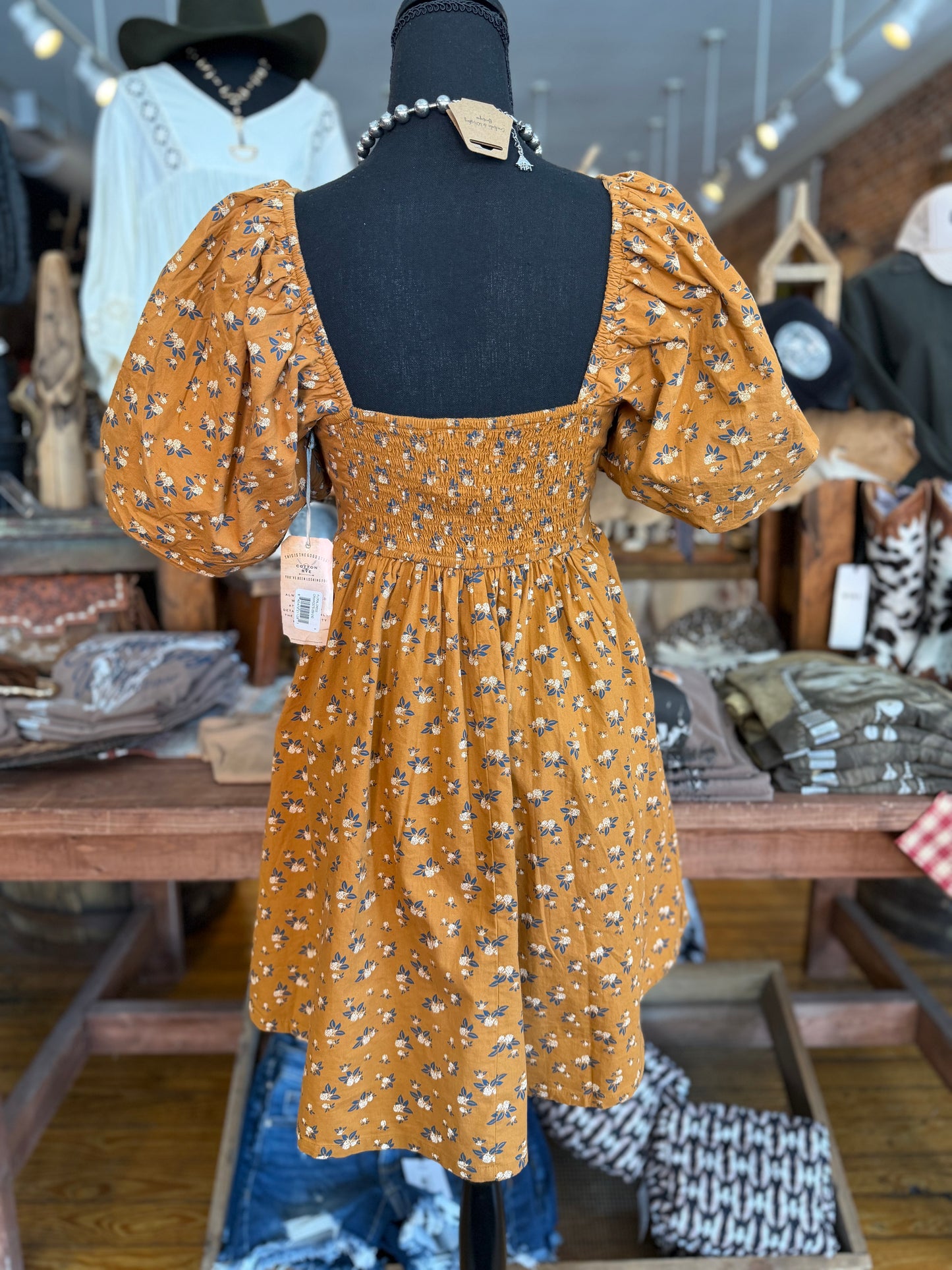 Darling Clementine – Floral Mustard Mini Dress