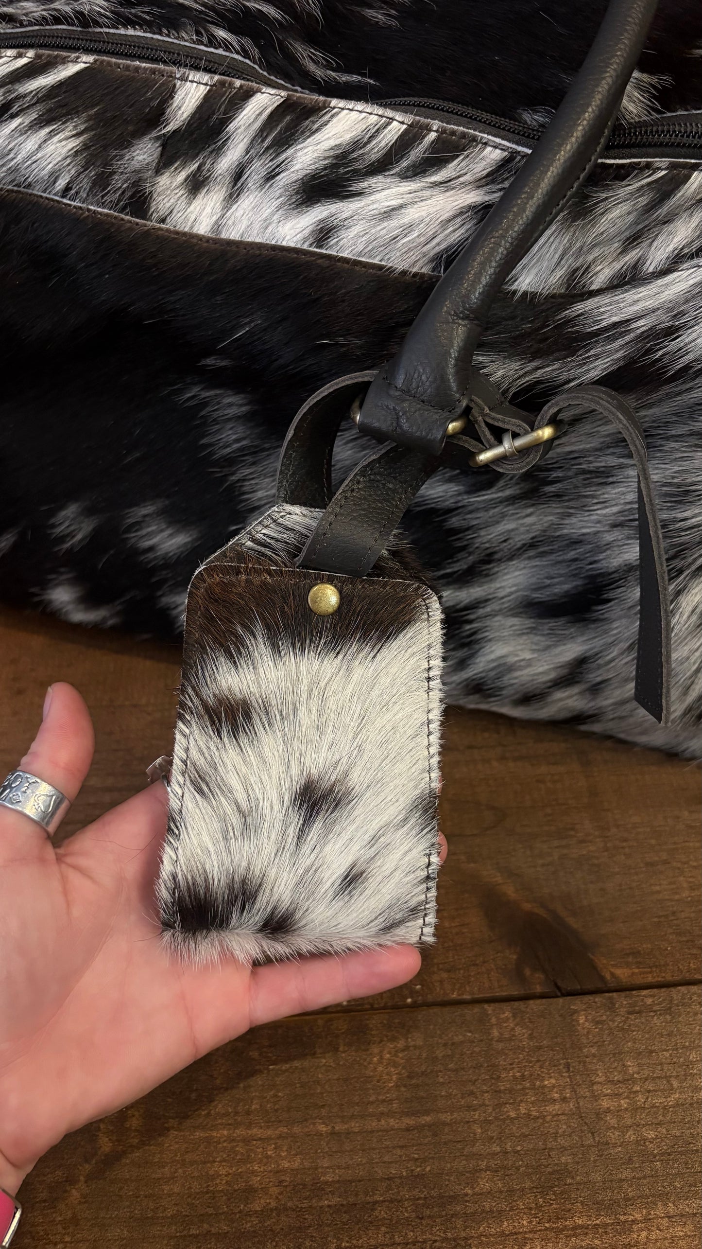 Classic B&W Cowhide Duffle Bag - XL