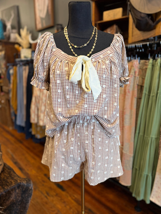 Crimson Petals – Short Sleeve & Shorts Set